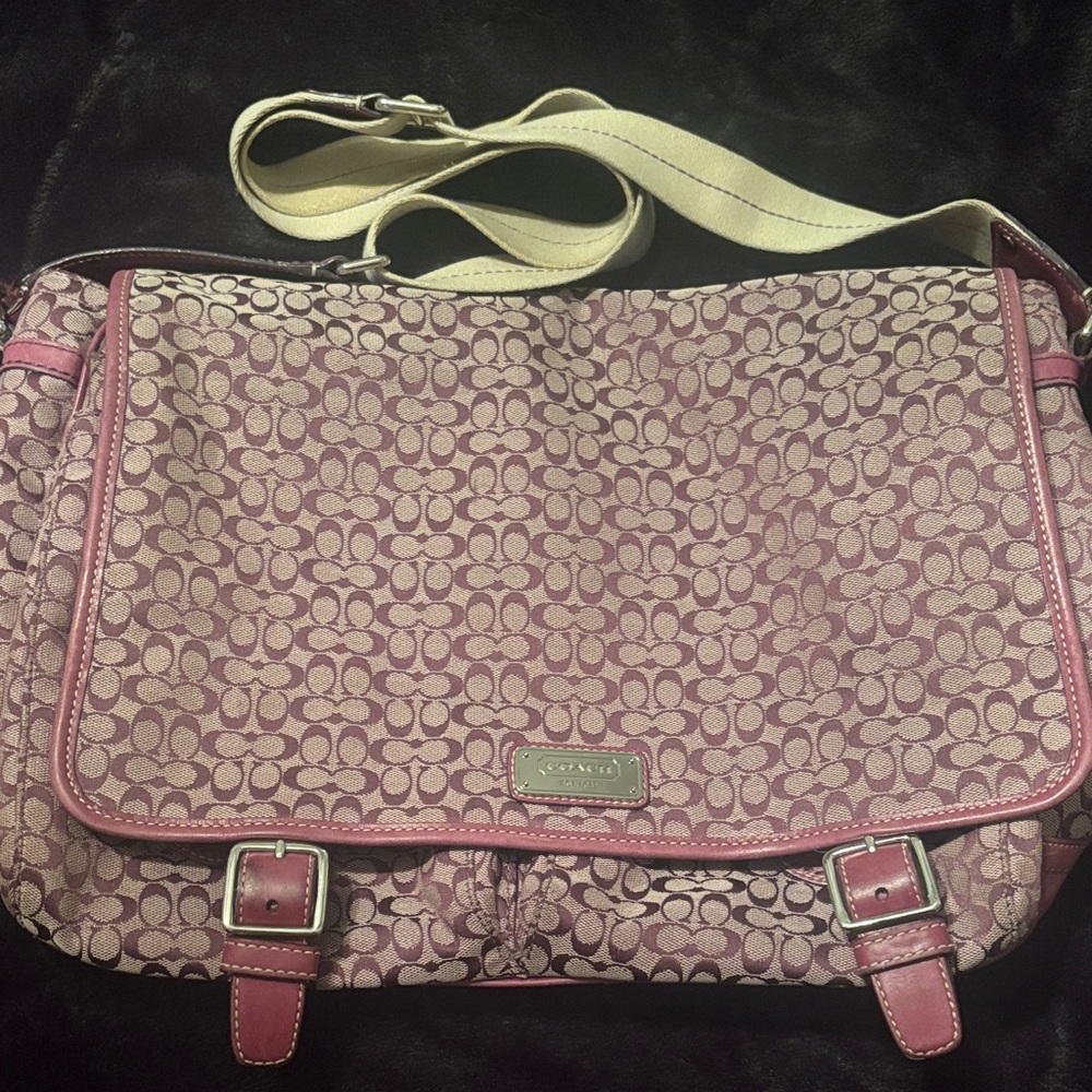 Coach Purple and Cream Crossbody Bag
